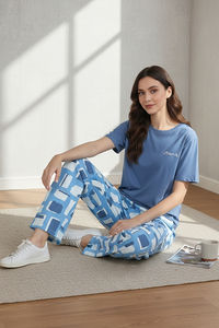 Zivame 2 Mile Fashion Knit Cotton Loungewear Set - Dutch Canal — thumbnail 6